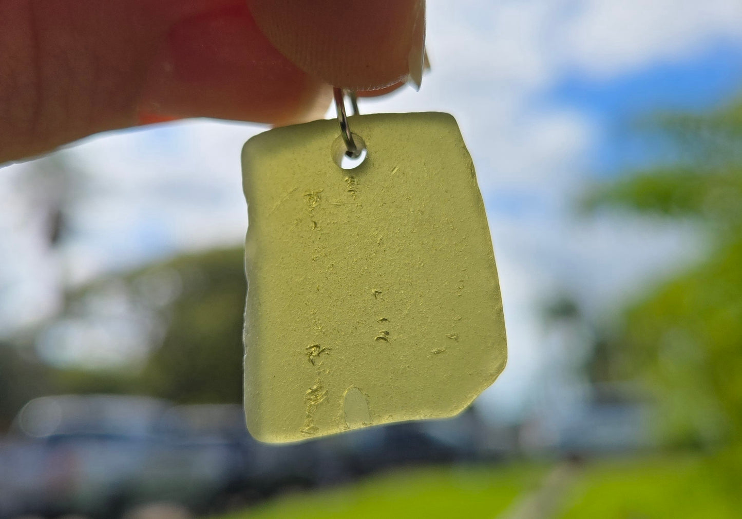 Antique Green with Bubbles Seaglass Necklace