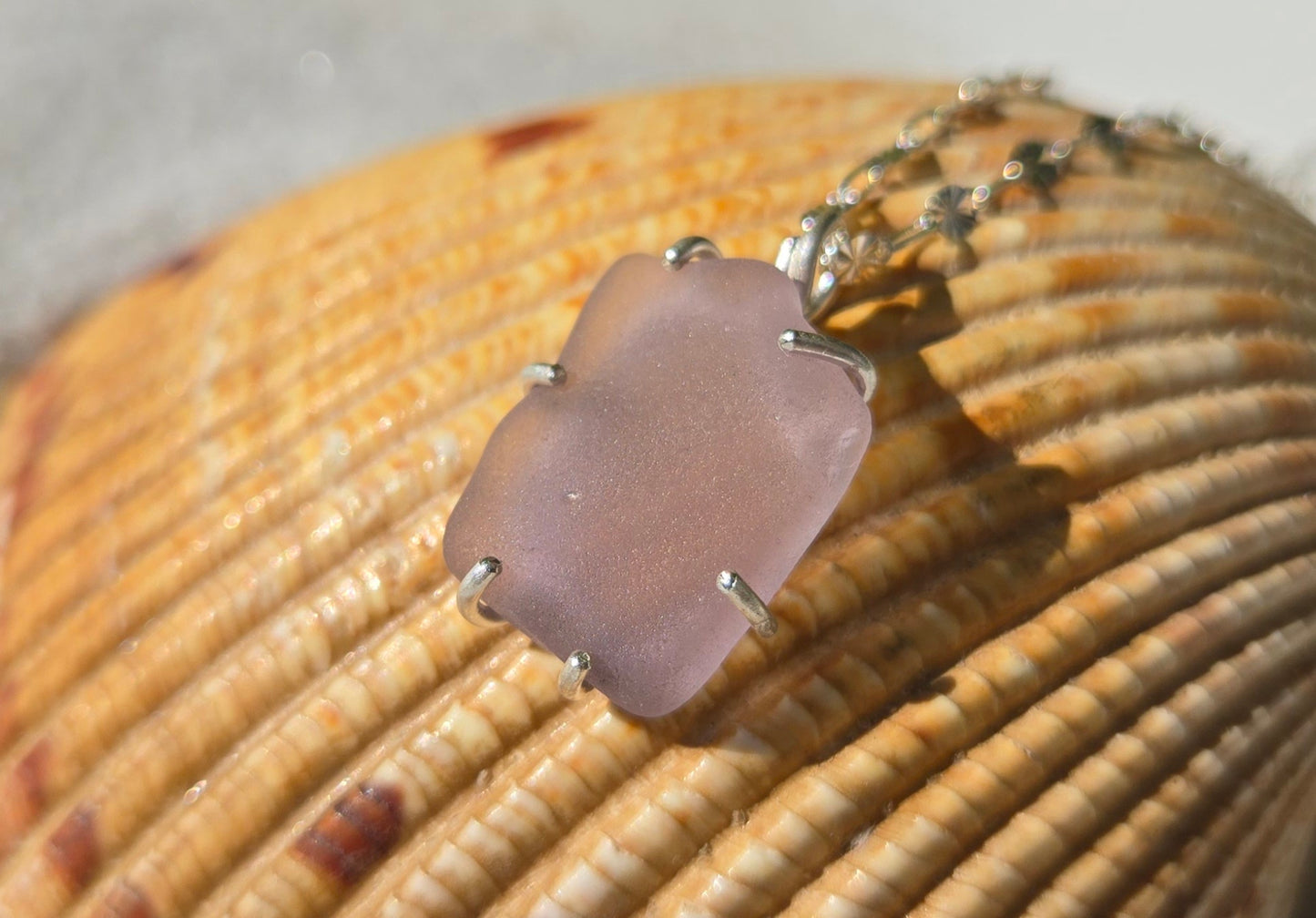 Purple Sterling Silver Seaglass Necklace