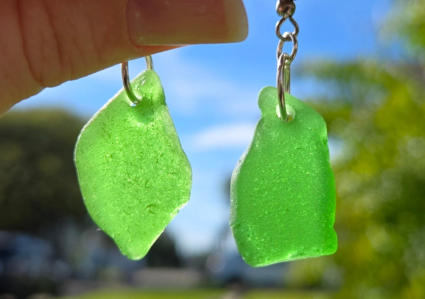 Green Seaglass Earrings