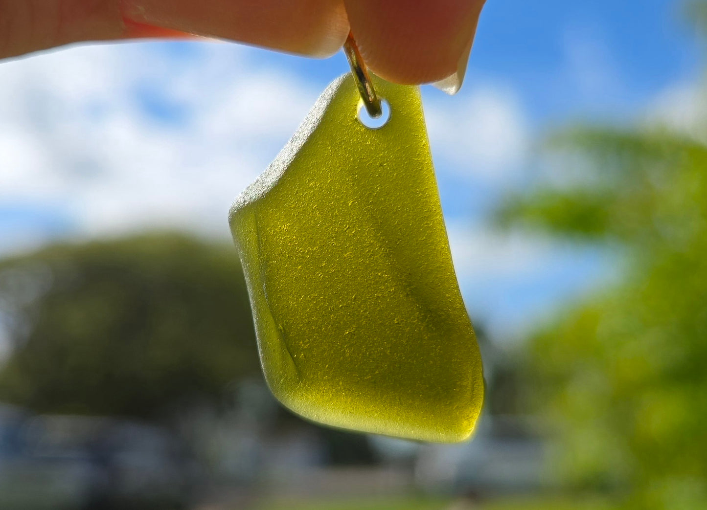 Deep Olive Green Seaglass Necklace