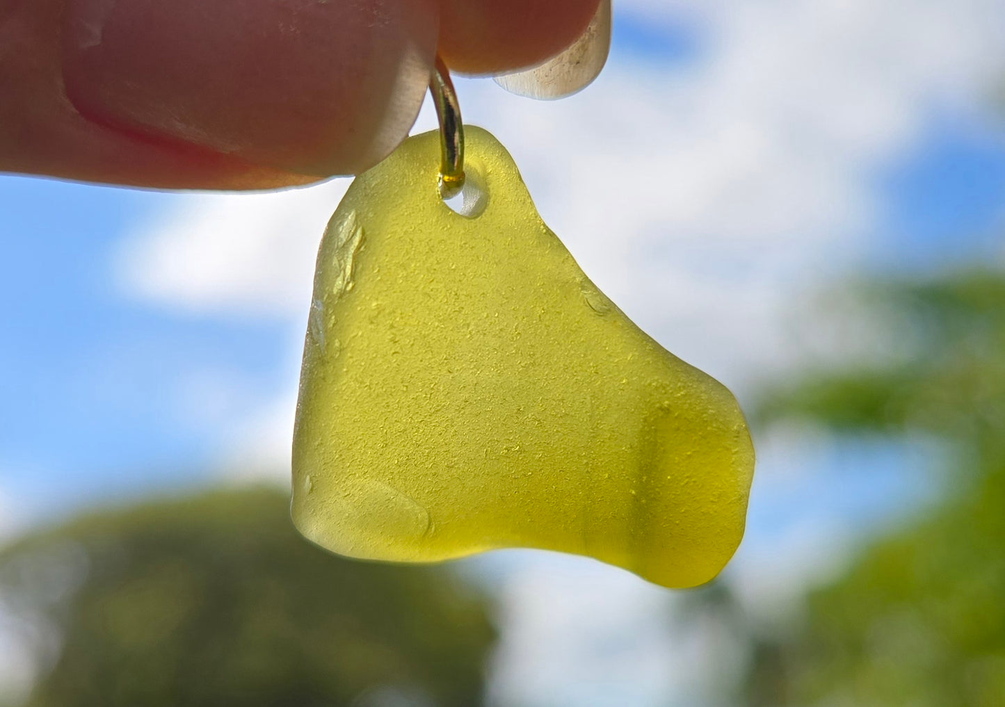 Bright Olive Green Seaglass Necklace