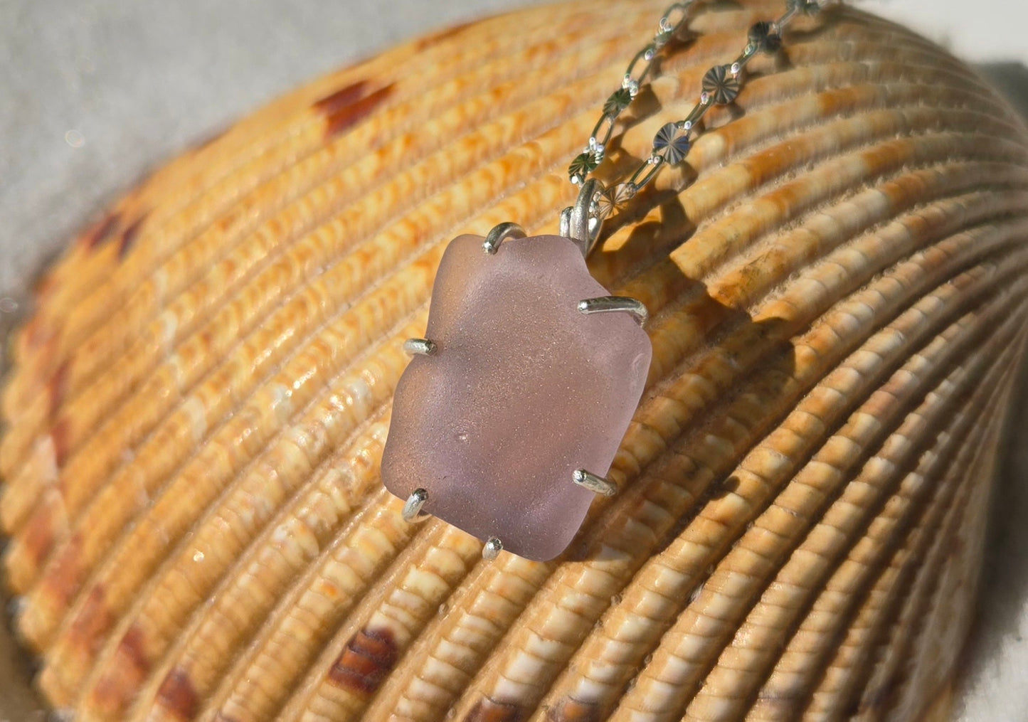 Purple Sterling Silver Seaglass Necklace