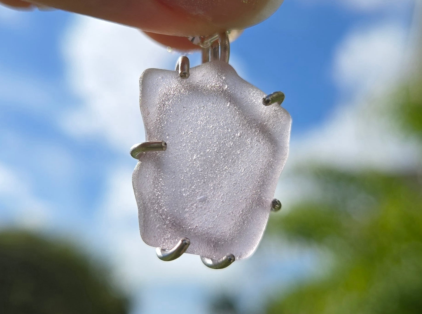 Purple Sterling Silver Seaglass Necklace