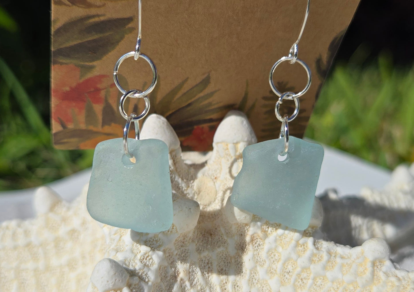 Pale Blue Seaglass Earrings