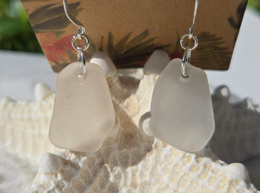 Clear Sterling Silver Seaglass Earrings