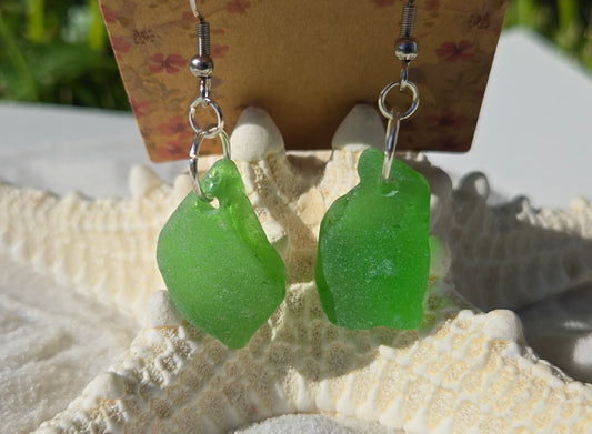 Green Seaglass Earrings