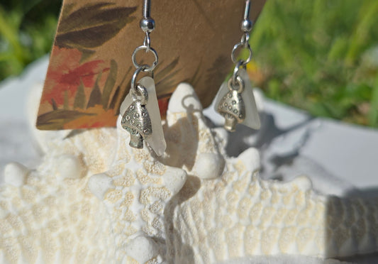 Baby Mushroom Seaglass Earrings