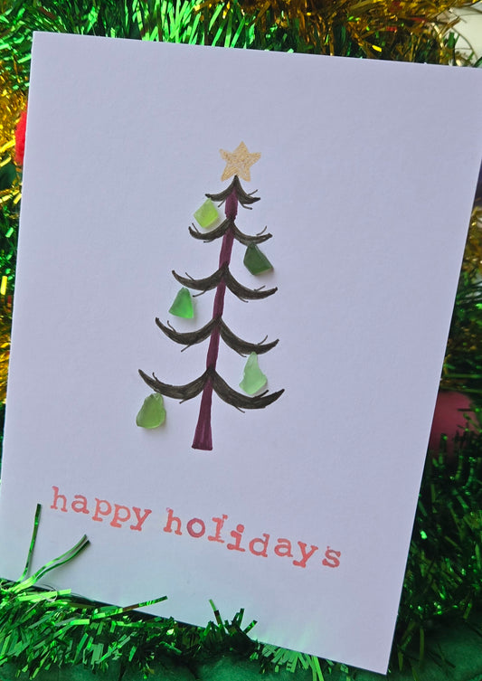 Seaglass Tree Blank Christmas Card