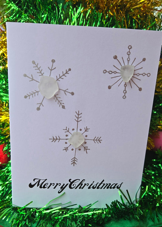 Seaglass Snowflake Blank Christmas Card