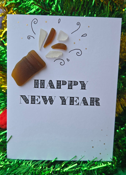 Seaglass Happy New Year Blank Card