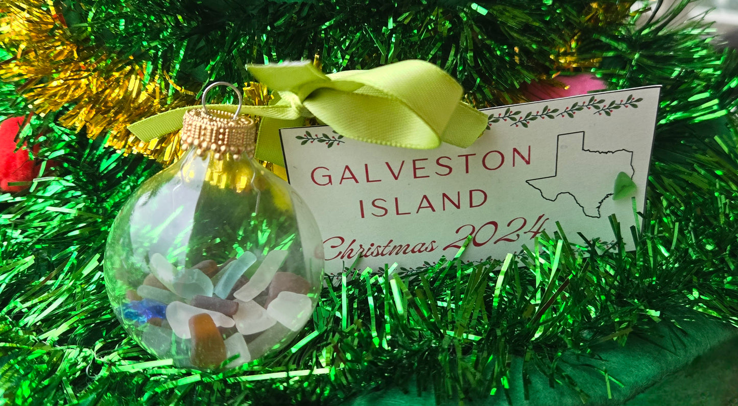 2024 Galveston Seaglass filled Ornament