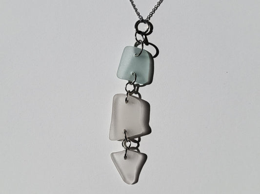 Seafoam Blue & Clear Stacker Seaglass Necklace